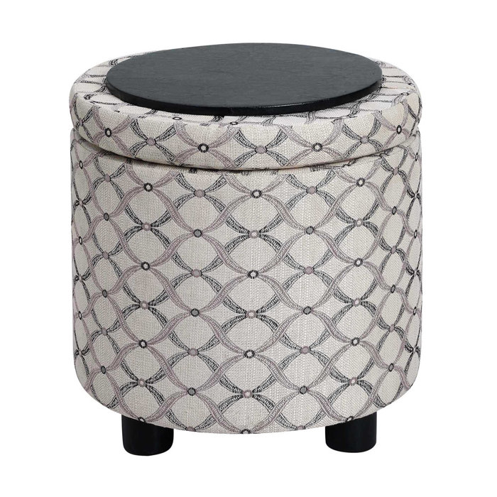 Lark Manor Ahl Arsy 15.75'' Wide Fabric Round Storage Ottoman with